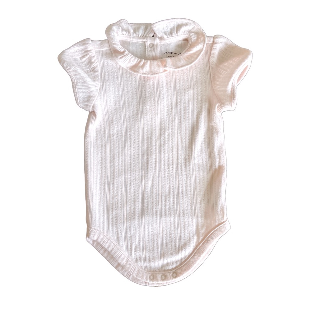 Janie and Jack | Light Pink Collared Onesie | 12-18m